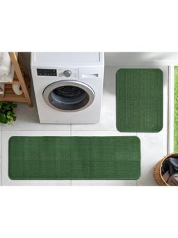 Saral Home - Green Solid Polyester Doormat & Runner Antiskid