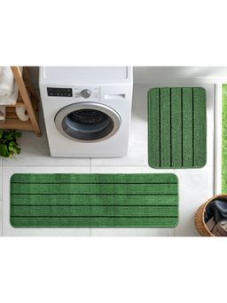 Saral Home - Green Stripe Polyester Doormat & Runner Antiskid