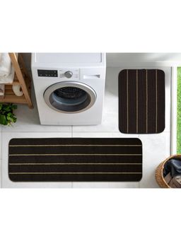 Saral Home - Brown Stripe Polyester Doormat & Runner Antiskid