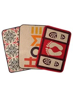 Saral Home - Red Jute Printed Antiskid Doormats
