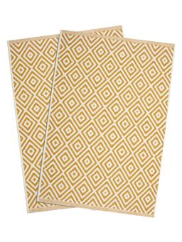 Saral Home - Yellow Cotton Printed Bathmats
