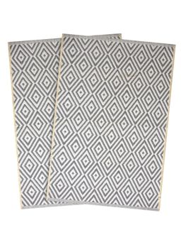 Saral Home - Grey Cotton Printed Bathmats