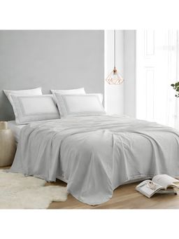 Indra's - 340 Tc Pure 100% Cotton Super King Size Bedsheet With 2 Embroidered Pillow Covers