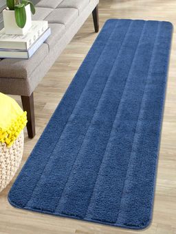 Saral Home - Stripe Soft Microfiber Antiskid Runner-Blue