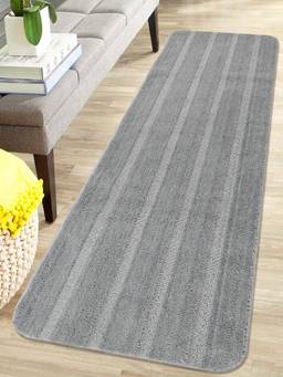 Saral Home - Stripe Soft Microfiber Antiskid Runner-Grey