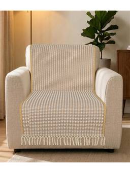 Saral Home - Comfy Cotton Polyester Fringe Sofa Thrown