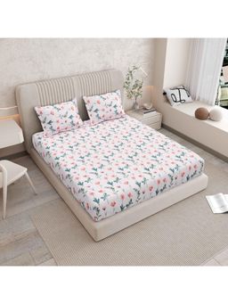 Indra's - Pure 100% Cotton 200Tc Super King Size Bedsheet With 2 Pillow Covers