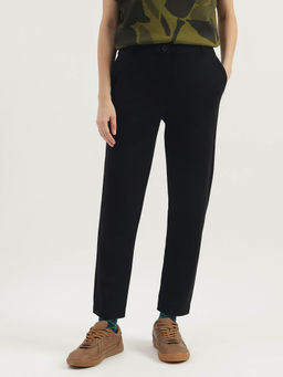 United Colors of Benetton - Black Solid Tailored Interlock Pant