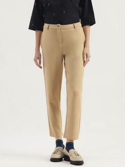 United Colors of Benetton - Beige Solid Tailored Interlock Pant