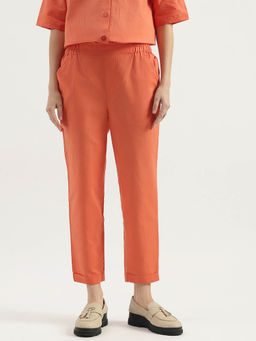 United Colors of Benetton - Orange Solid Easy Pull On Linen Pant