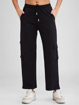 Spykar - Black High Rise Wide Leg Casual Knit Cargo