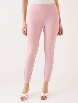 Spykar - Powder Pink High Rise Skinny Fit Casual Knit Leggings