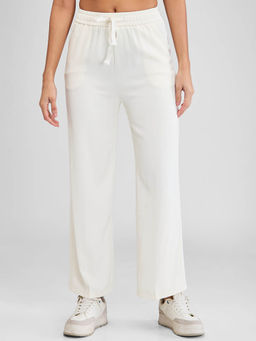 Spykar - White High Rise Wide Leg Casual Knit Pant