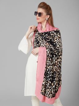 Style Quotient - Women Pink Animal Printed Scarf