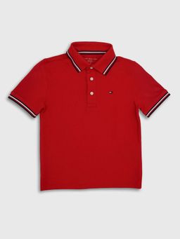 Tommy Hilfiger - Red Solid Regular Fit Polo T-Shirt
