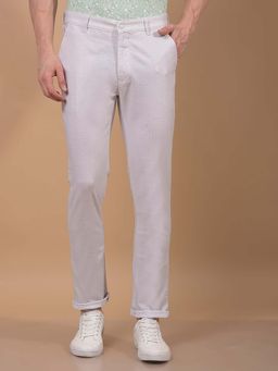 CRIMSOUNE CLUB - Men Off White Textured Trouser