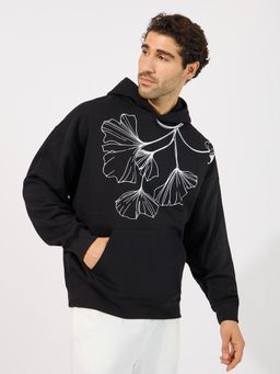 Styli - Men Placement Floral Printed Heavy Oversized Fit Hoodie