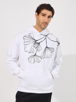 Styli - Men Placement Floral Printed Heavy Oversized Fit Hoodie