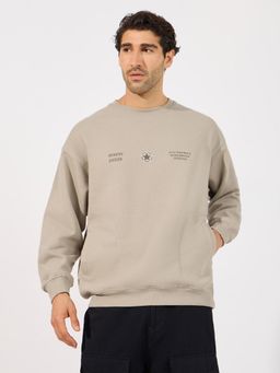 Styli - Men Boxy Fit Printed Utility Heavy Sweatshirt