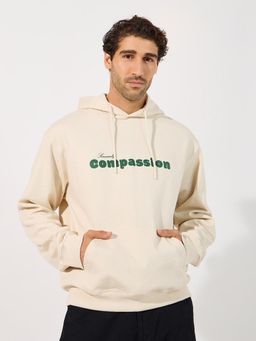 Styli - Men Compassion Slogan Print Relaxed Fit Hoodie