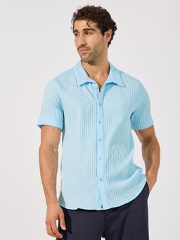 Styli - Men Waffle Texture Regular Fit Half Sleeve Shirt