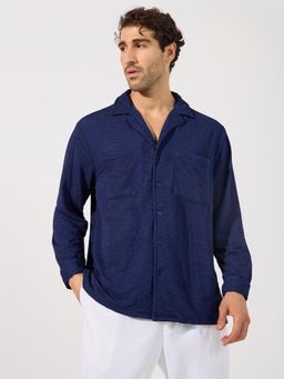Styli - Men Textured Double Pockets Relaxed Fit Shirt with Utility Pockets