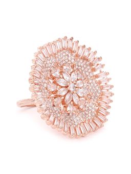 Carlton London - Women Rose Gold-Plated CZ-Studded Floral-Shaped Handcrafted Finger Ring (6)