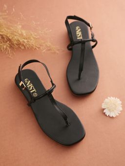 GNIST - Black Office Plain Flat Sandal
