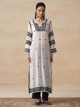 House of Chikankari - Chikankari Woven Long Kurta
