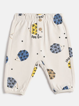 Chicco - Boys Cream Conversational Printed Mid-Rise Joggers