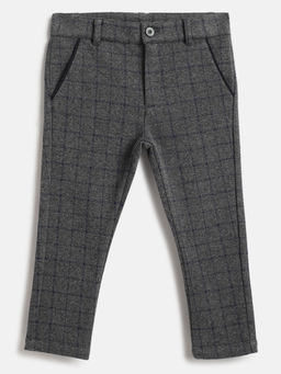 Chicco - Boys Grey Checked Regular Fit Mid-Rise Trouser
