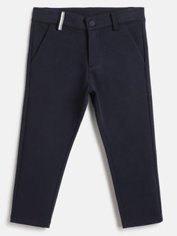 Chicco - Boys Navy Blue Solid Regular Fit Trouser