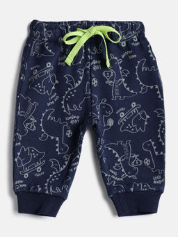 Chicco - Boys Navy Blue Regular Fit Printed Joggers