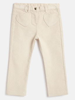Chicco - Girls Beige Textured Regular Fit Mid-Rise Trouser