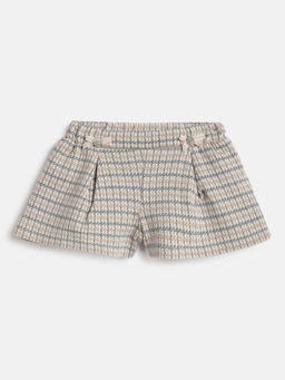 Chicco - Girls Printed Beige Mid-Rise Shorts