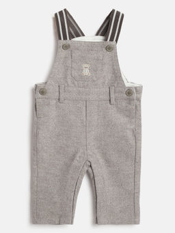 Chicco - Boys Brown Embroidered Pure Cotton Dungaree