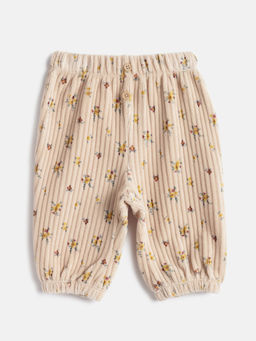 Chicco - Girls Beige Floral Printed Joggers