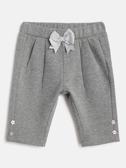 Chicco - Girls Grey Regular Fit Mid-Rise Cotton Trouser