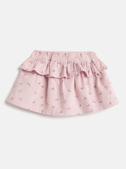 Chicco - Girls Pink Floral Printed A-Line Mini Skirt