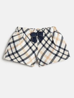 Chicco - Girls Beige Checked Cotton Shorts