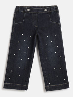 Chicco - Girls Navy Blue Regular Fit Mid-Rise Embellished Jeans
