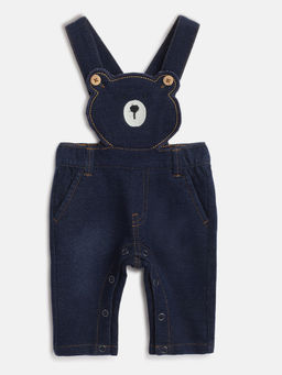 Chicco - Boys Embroidered Navy Blue Ankle-Length Dungaree