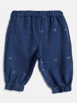 Chicco - Girls Printed Navy Blue Pleated Joggers