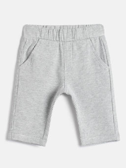 Chicco - Boys Striped Grey Regular Fit Mid-Rise Flat-Front Trouser
