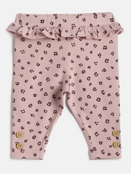 Chicco - Girls Pink Printed Mid-Rise Ankle-Length Leggings