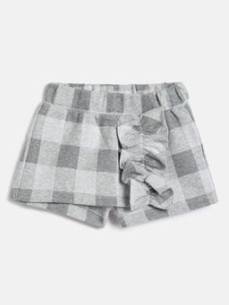 Chicco - Girls Grey Checked Mid-Rise Regular Fit Shorts