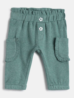 Chicco - Girls Green Mid-Rise Pleated Regular Trouser