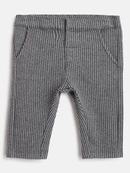 Chicco - Boys Grey Striped Regular Fit Cotton Trouser