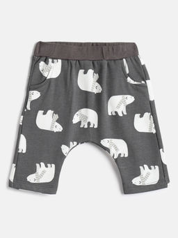 Chicco - Boys Grey Printed Mid-Rise Cotton Pleated Trouser