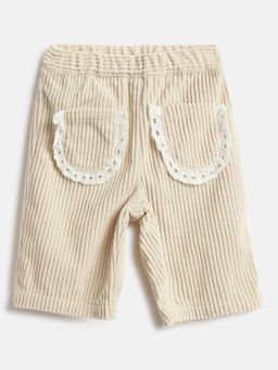 Chicco - Girls Beige Stripes Regular Fit Trouser